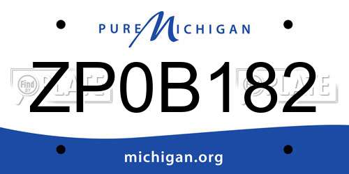 ZP0B182 Michigan License Plate