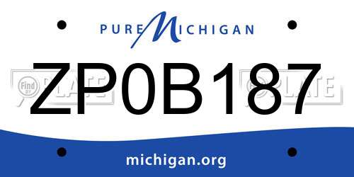 ZP0B187 Michigan License Plate