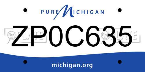 ZP0C635 Michigan License Plate