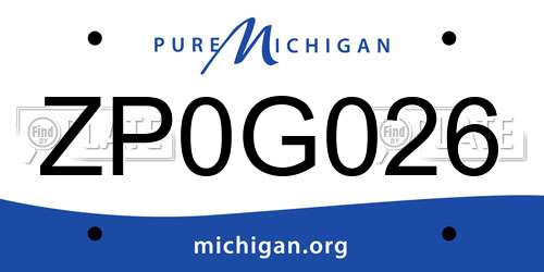 ZP0G026 Michigan License Plate