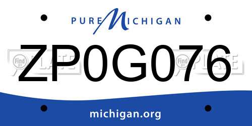 ZP0G076 Michigan License Plate