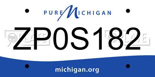 ZP0S182 Michigan License Plate