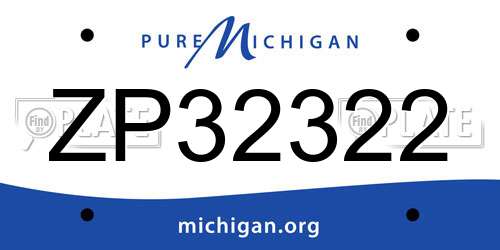 ZP32322 Michigan License Plate
