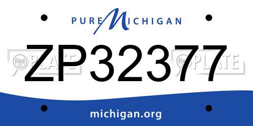 ZP32377 Michigan License Plate