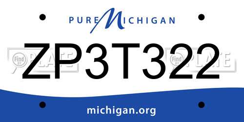 ZP3T322 Michigan License Plate