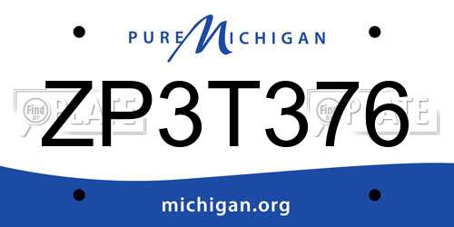 ZP3T376 Michigan License Plate