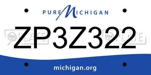ZP3Z322 Michigan License Plate