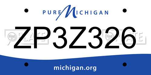 ZP3Z326 Michigan License Plate