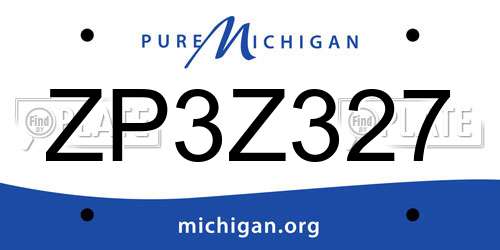 ZP3Z327 Michigan License Plate