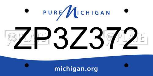 ZP3Z372 Michigan License Plate