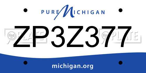 ZP3Z377 Michigan License Plate