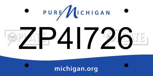 ZP4I726 Michigan License Plate