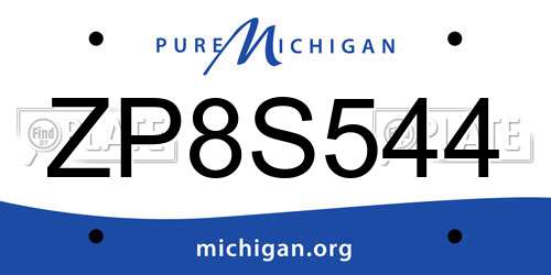 ZP8S544 Michigan License Plate
