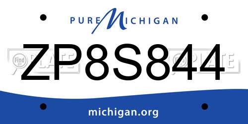 ZP8S844 Michigan License Plate
