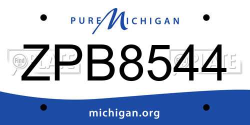 ZPB8544 Michigan License Plate