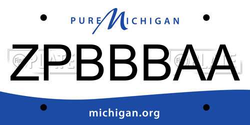 ZPBBBAA Michigan License Plate