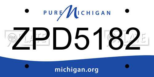 ZPD5182 Michigan License Plate
