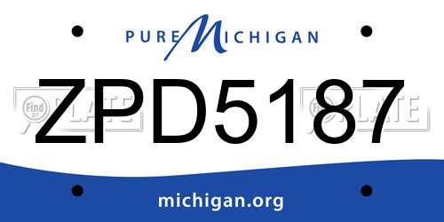 ZPD5187 Michigan License Plate