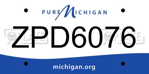 ZPD6076 Michigan License Plate