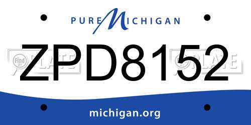 ZPD8152 Michigan License Plate