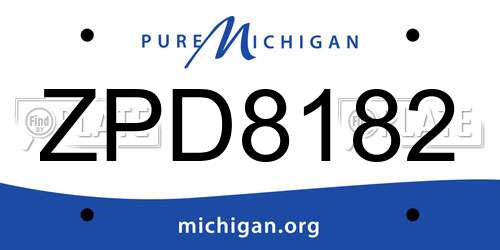 ZPD8182 Michigan License Plate