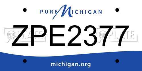 ZPE2377 Michigan License Plate