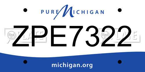 ZPE7322 Michigan License Plate