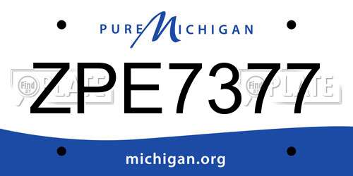 ZPE7377 Michigan License Plate