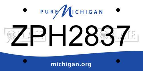 ZPH2837 Michigan License Plate