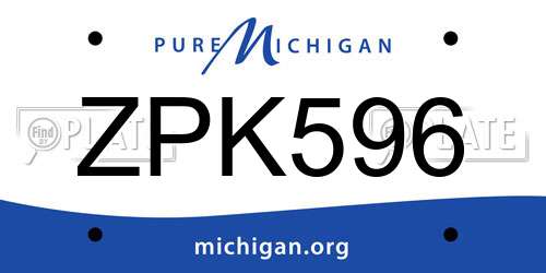 ZPK596 Michigan License Plate