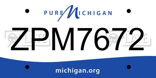 ZPM7672 Michigan License Plate