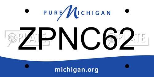 ZPNC62 Michigan License Plate