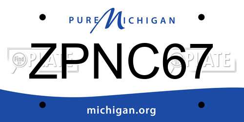 ZPNC67 Michigan License Plate