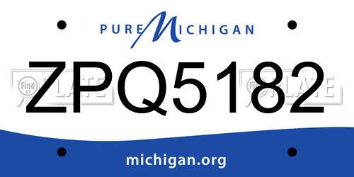 ZPQ5182 Michigan License Plate