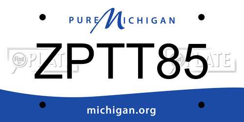 ZPTT85 Michigan License Plate