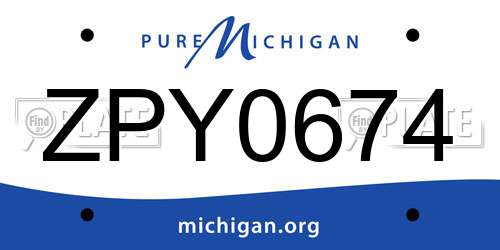 ZPY0674 Michigan License Plate
