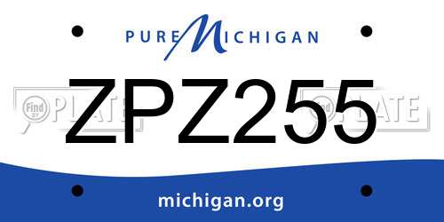 ZPZ255 Michigan License Plate