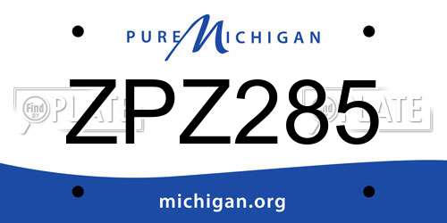 ZPZ285 Michigan License Plate