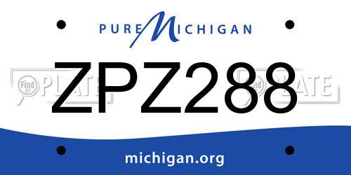 ZPZ288 Michigan License Plate