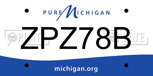 ZPZ78B Michigan License Plate