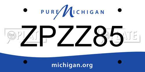 ZPZZ85 Michigan License Plate