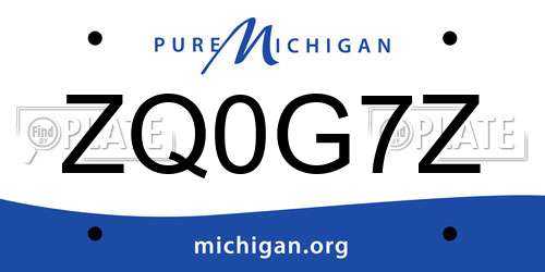 ZQ0G7Z Michigan License Plate