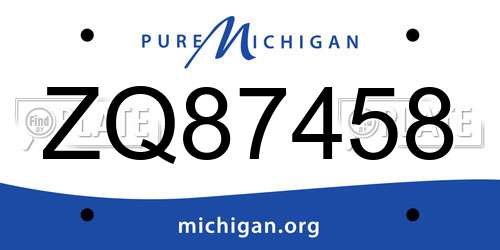 ZQ87458 Michigan License Plate