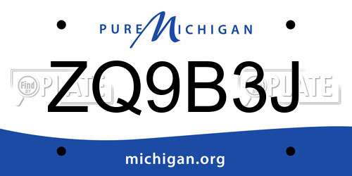 ZQ9B3J Michigan License Plate