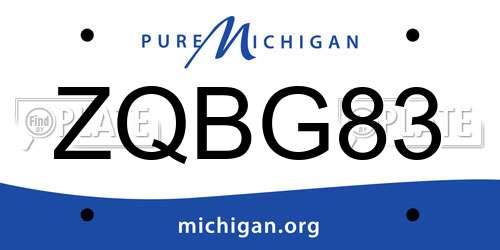 ZQBG83 Michigan License Plate