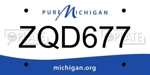 ZQD677 Michigan License Plate