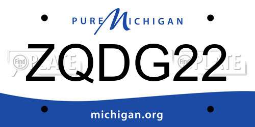 ZQDG22 Michigan License Plate