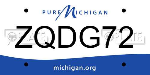 ZQDG72 Michigan License Plate
