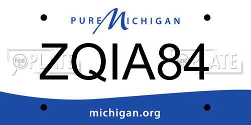 ZQIA84 Michigan License Plate