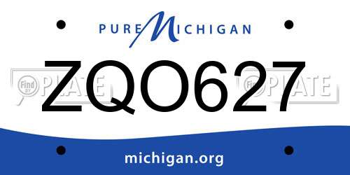 ZQO627 Michigan License Plate